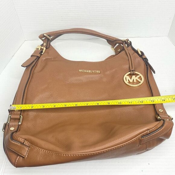 Michael Kors Bedford Belted Large Shoulder Tote Bag Pebble Leather Brown - Picture 12 of 16
